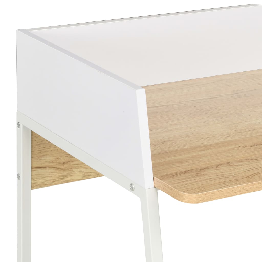 Skrivebord hvit og eik 90x60x88 cm