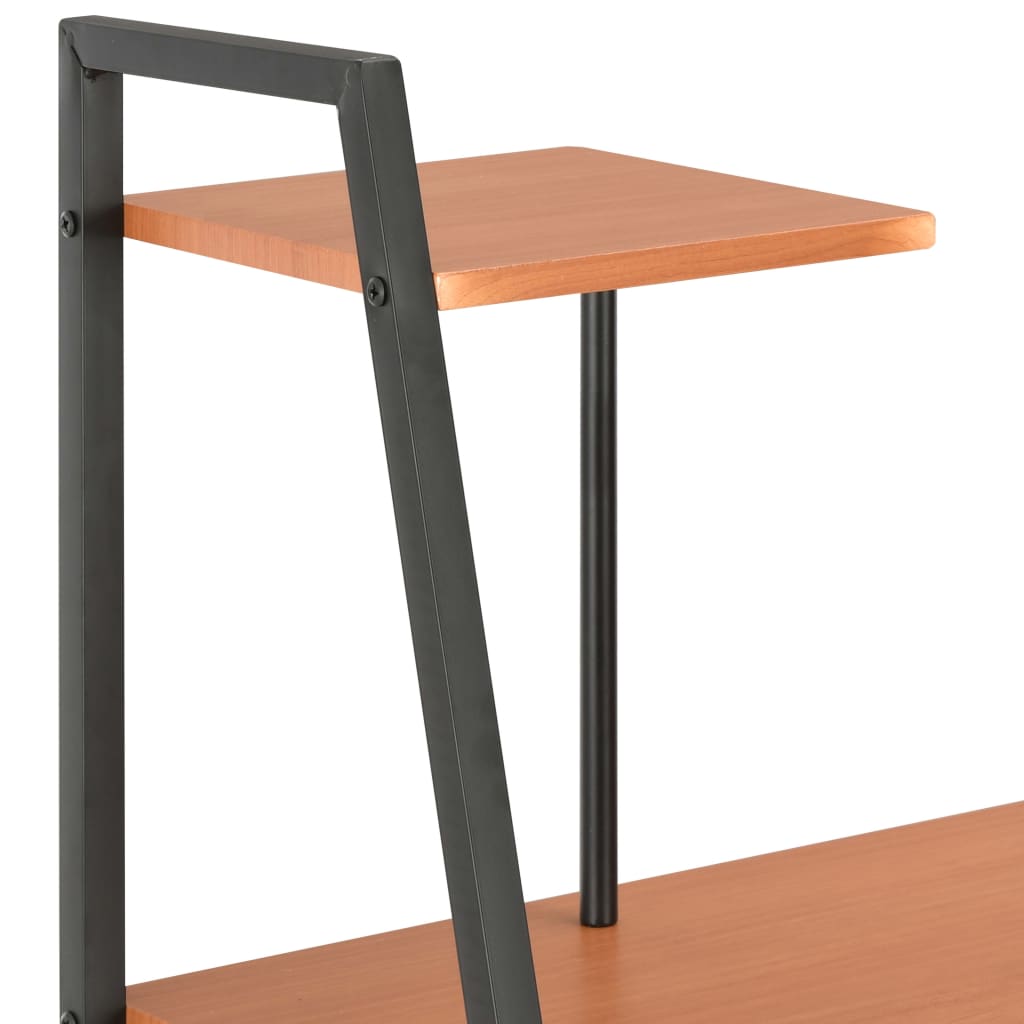 Skrivebord med hylle svart og brun 102x50x117 cm
