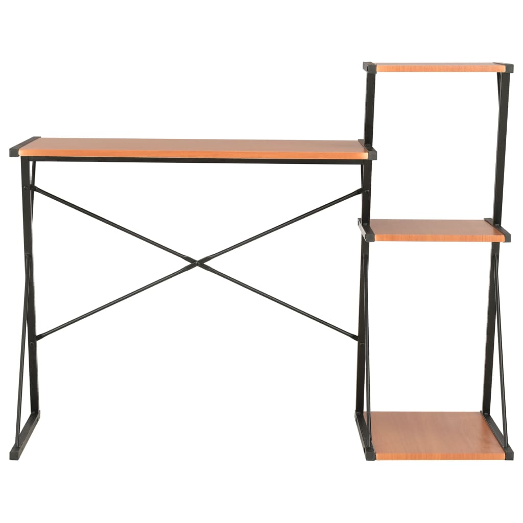 Skrivebord med hylle svart og brun 116x50x93 cm