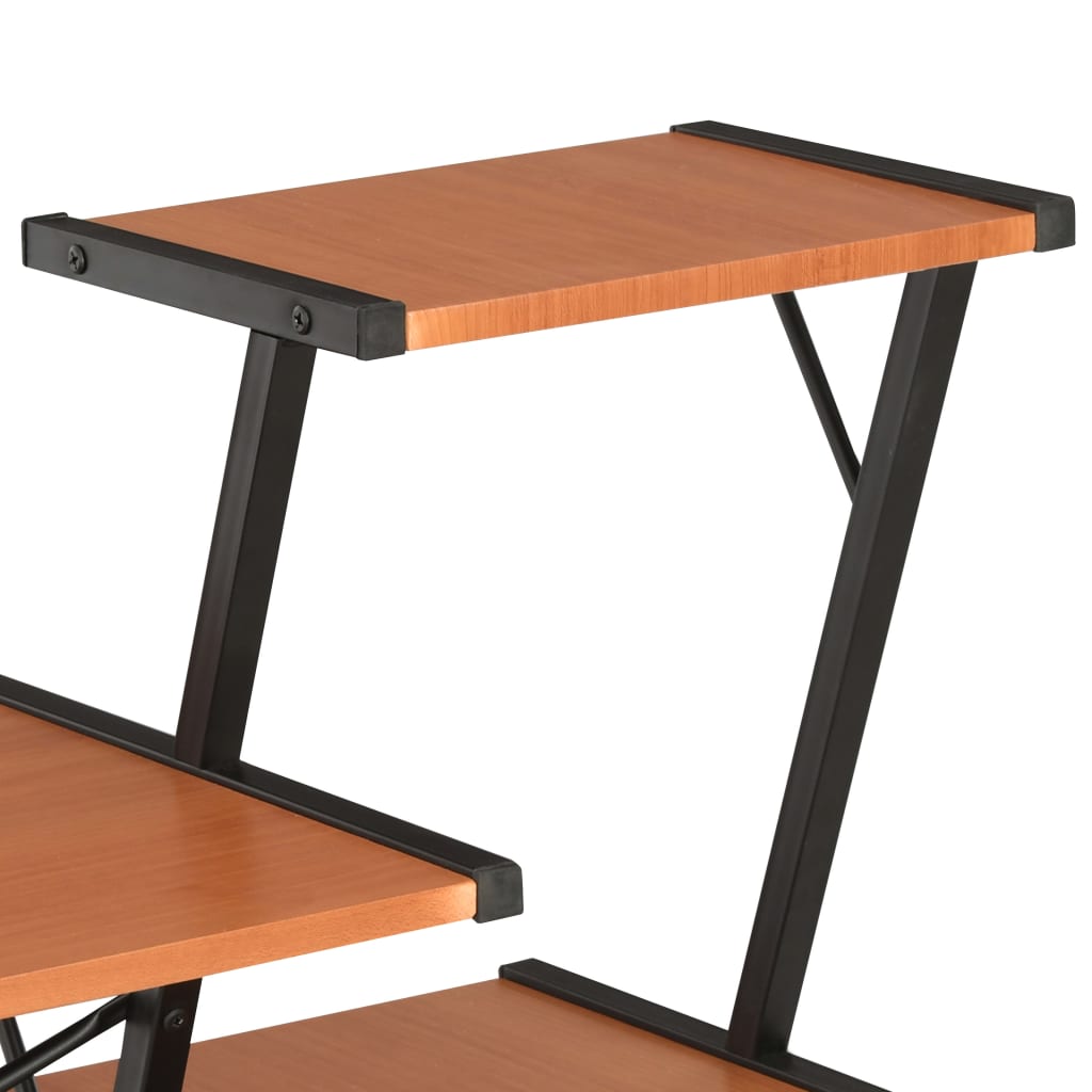 Skrivebord med hylle svart og brun 116x50x93 cm