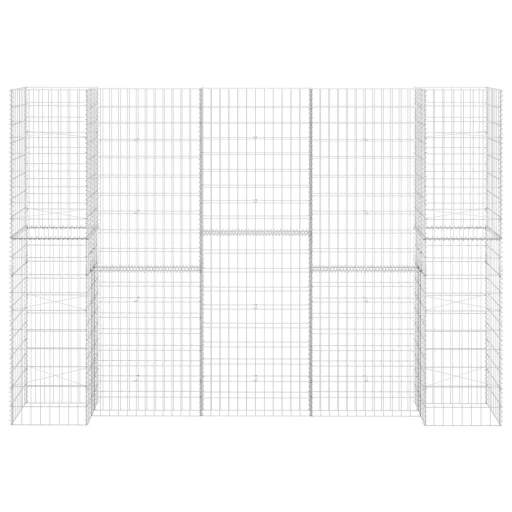 Gabion plantekasse H-formet ståltråd 260x40x180 cm