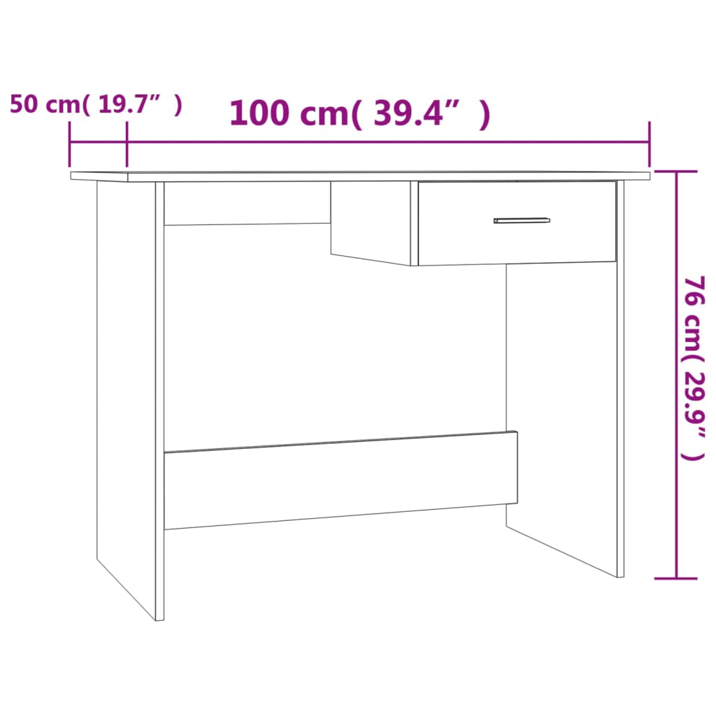 Skrivebord sonoma eik 100x50x76 cm konstruert tre