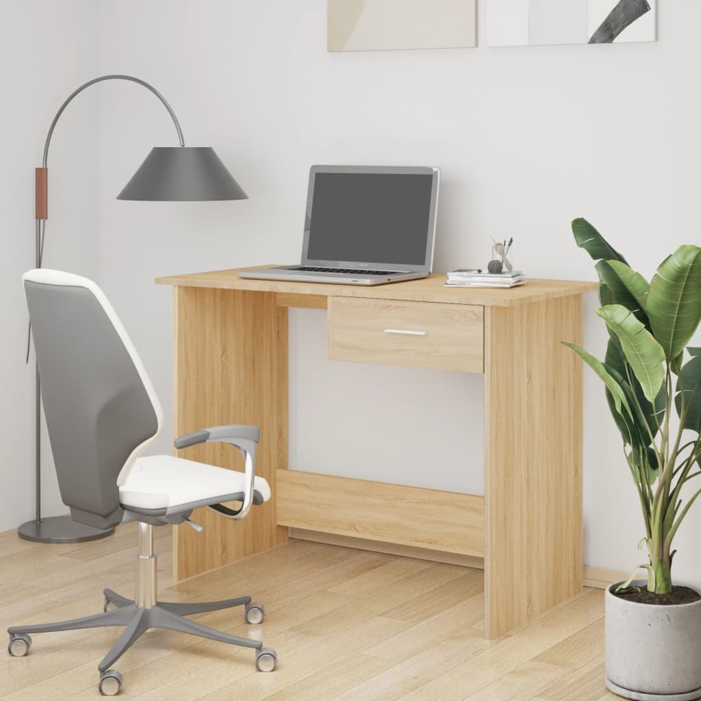 Skrivebord sonoma eik 100x50x76 cm konstruert tre