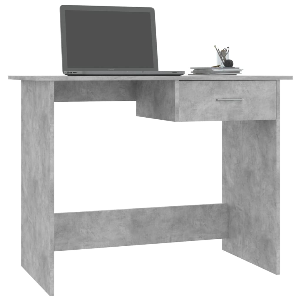 Skrivebord betonggrå 100x50x76 cm konstruert tre