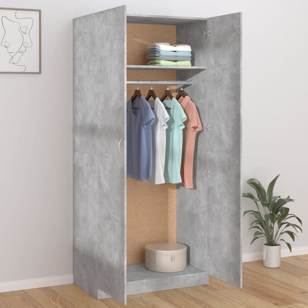 Garderobe betonggrå 90x52x200 cm konstruert tre