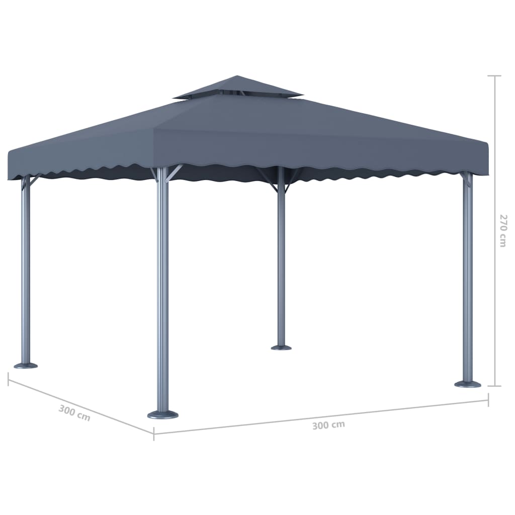 Paviljong 300x300 cm antrasitt aluminium