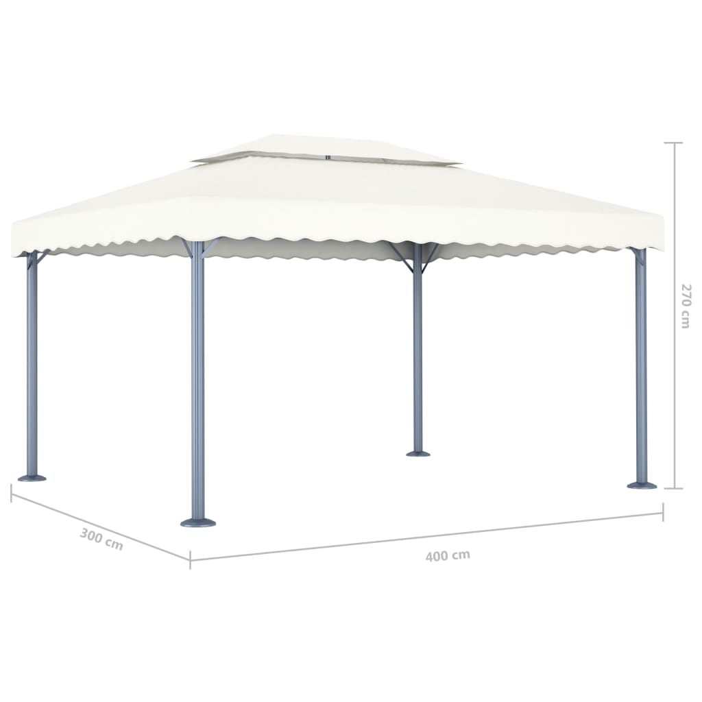 Paviljong 400x300 cm kremhvit aluminium