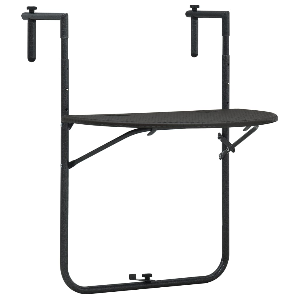 Hengende balkongbord brun 60x64x83,5 cm plast rottingutseende