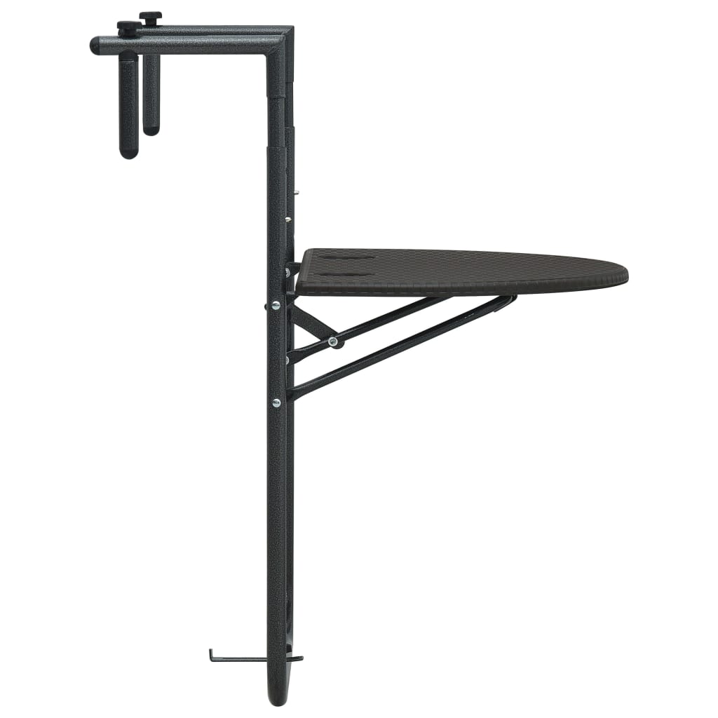Hengende balkongbord brun 60x64x83,5 cm plast rottingutseende