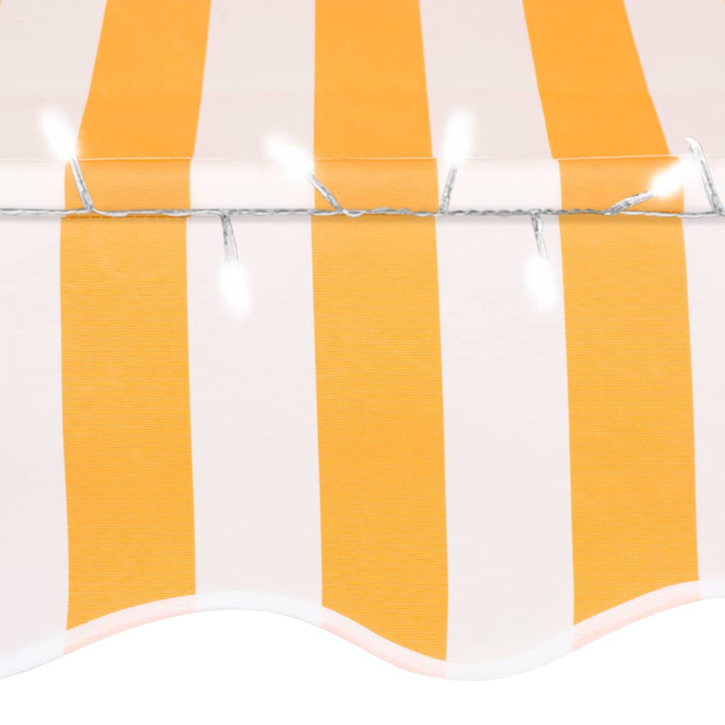Manuell uttrekkbar markise med LED 100 cm hvit og oransje