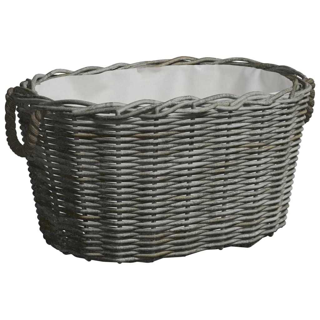 Vedkurv med bærehåndtak 59x42x28 cm grå selje