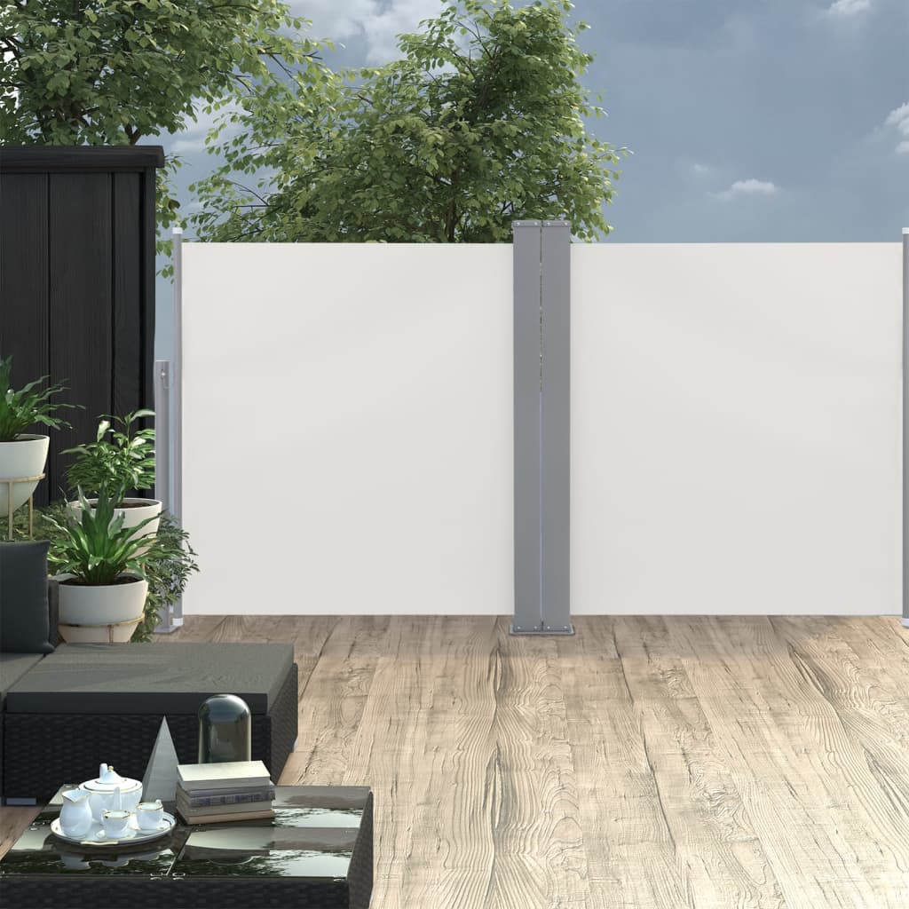 Uttrekkbar sidemarkise 100x600 cm kremhvit