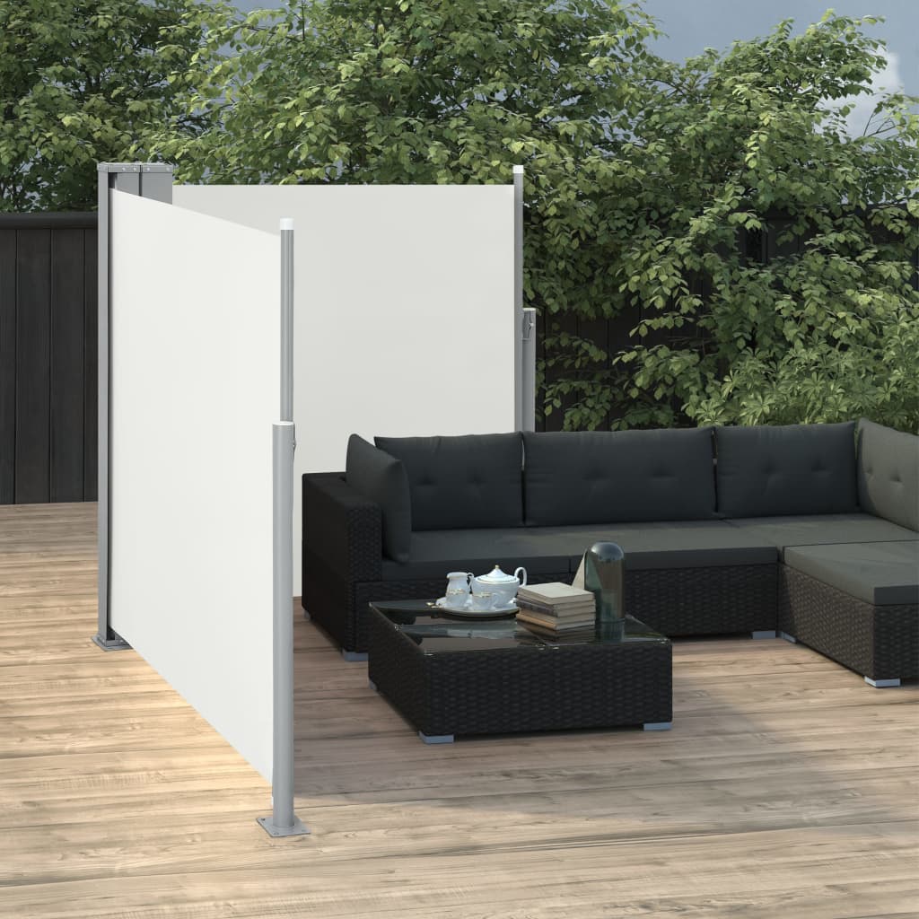 Uttrekkbar sidemarkise 100x600 cm kremhvit