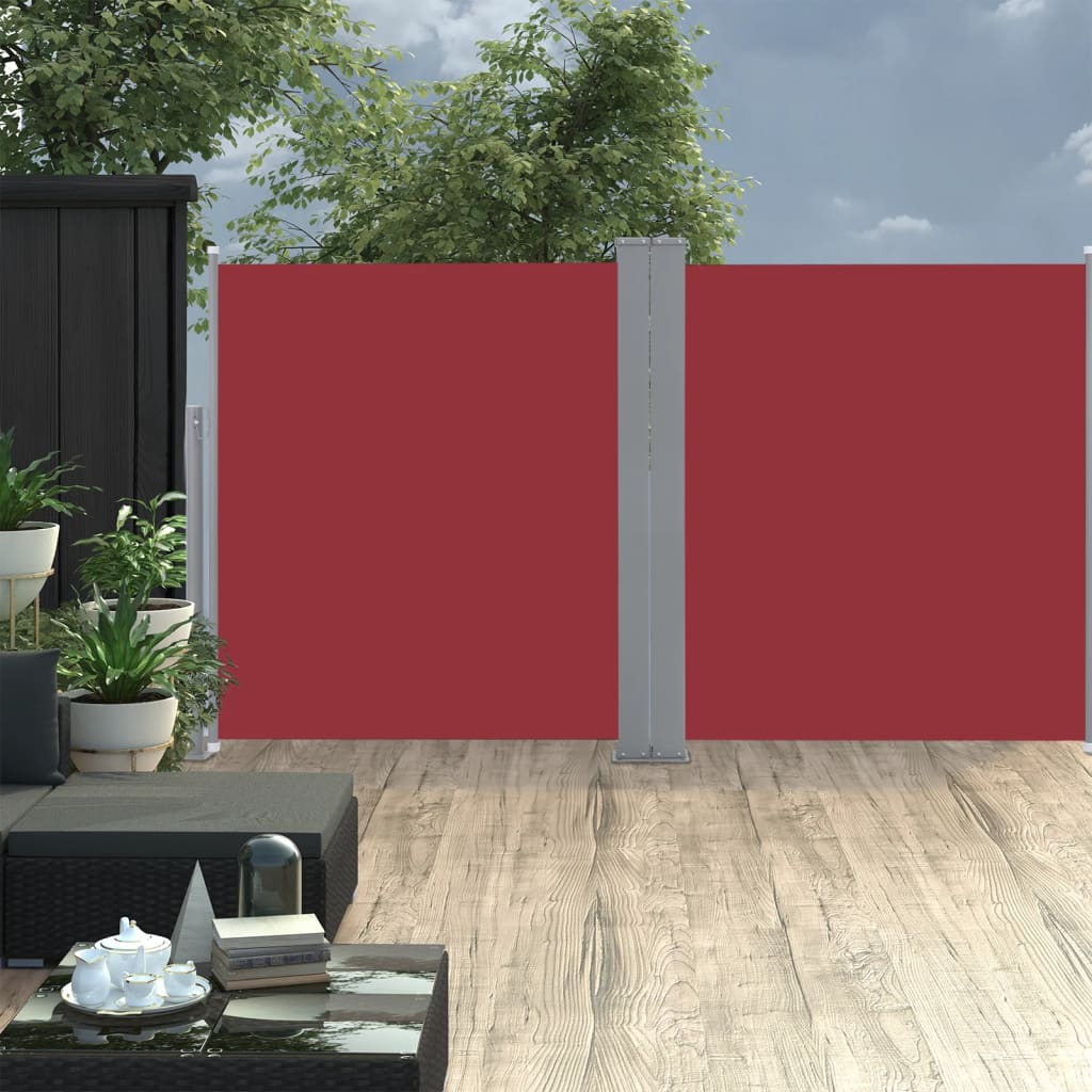 Uttrekkbar sidemarkise 140x600 cm rød
