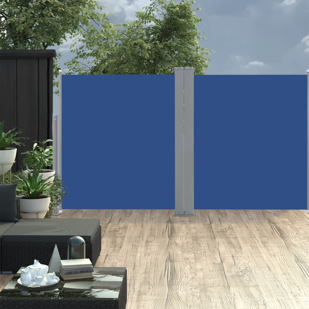 Uttrekkbar sidemarkise 160x600 cm blå