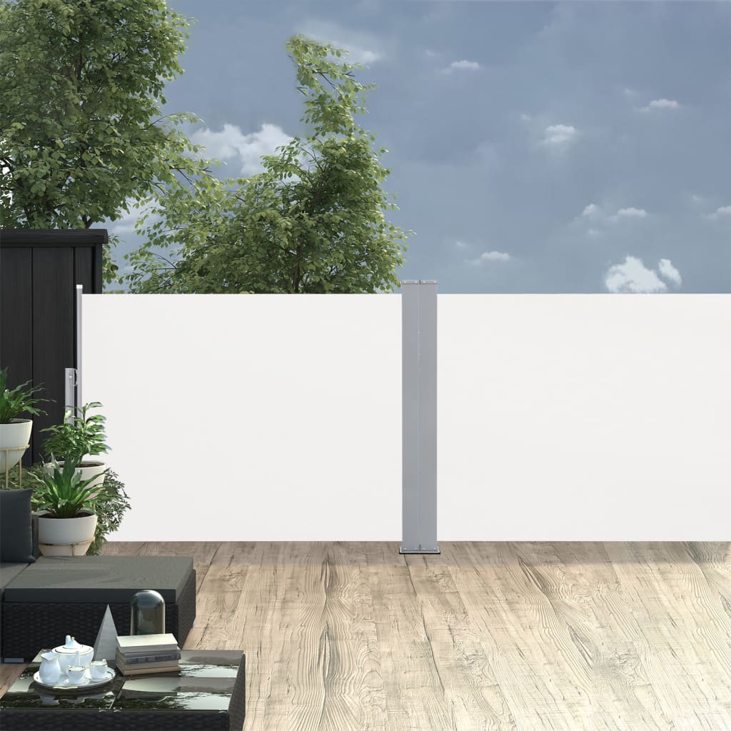Uttrekkbar sidemarkise 100x1000 cm kremhvit