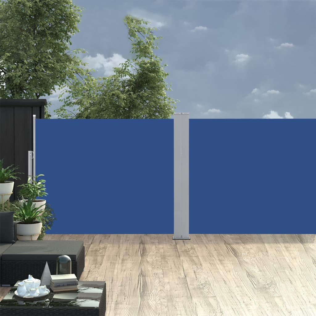 Uttrekkbar sidemarkise 140x1000 cm blå
