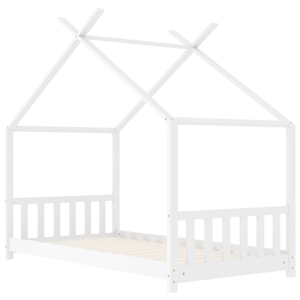 Sengeramme for barn heltre furu hvit 70x140 cm