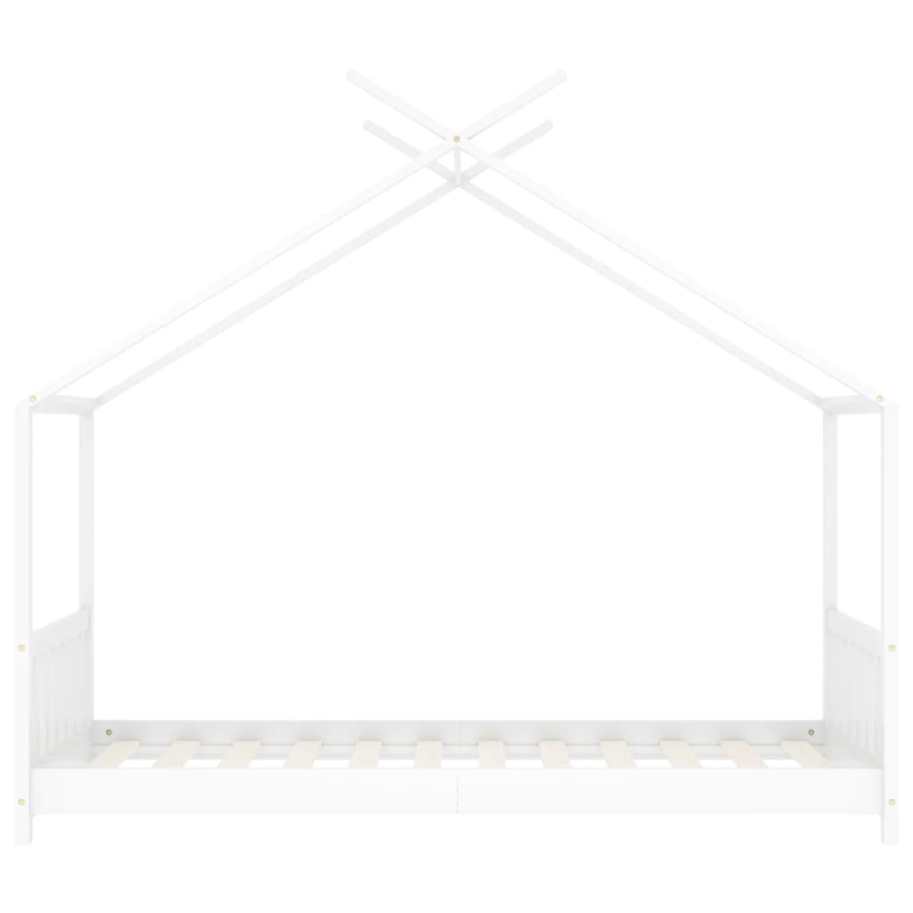 Sengeramme for barn heltre furu hvit 70x140 cm