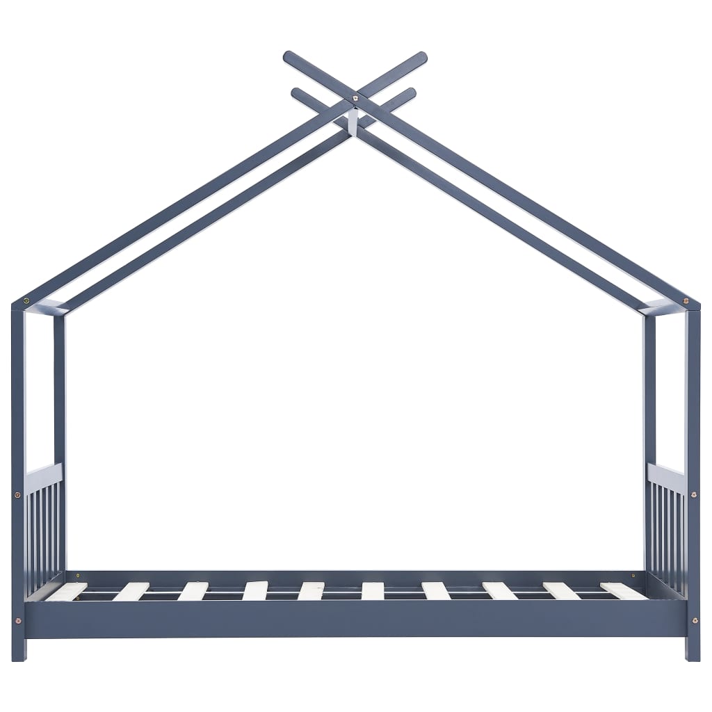 Sengeramme for barn heltre furu grå 70x140 cm