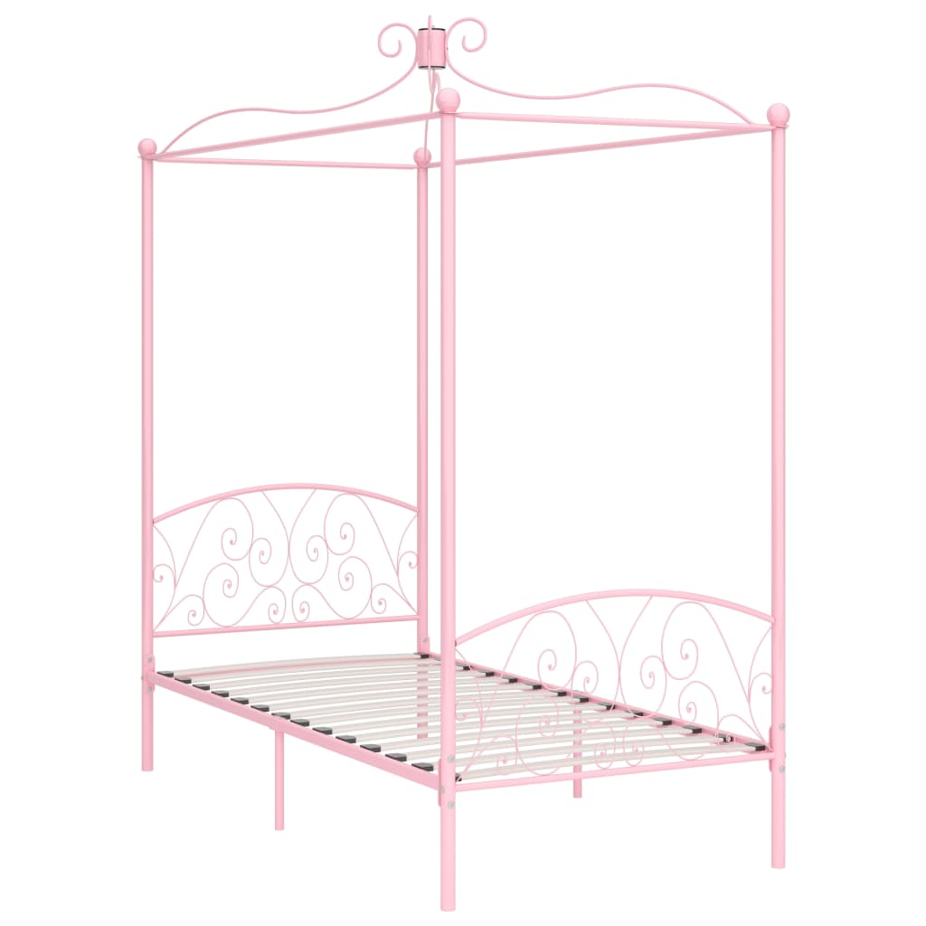 Himmelsengeramme rosa metall 100x200 cm