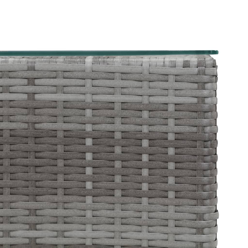 Sidebord 3 stk med glass topp grå polyrotting