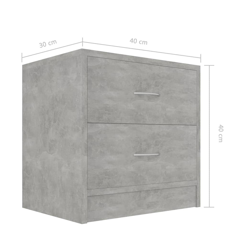 Nattbord 2 stk betonggrå 40x30x40 cm konstruert tre