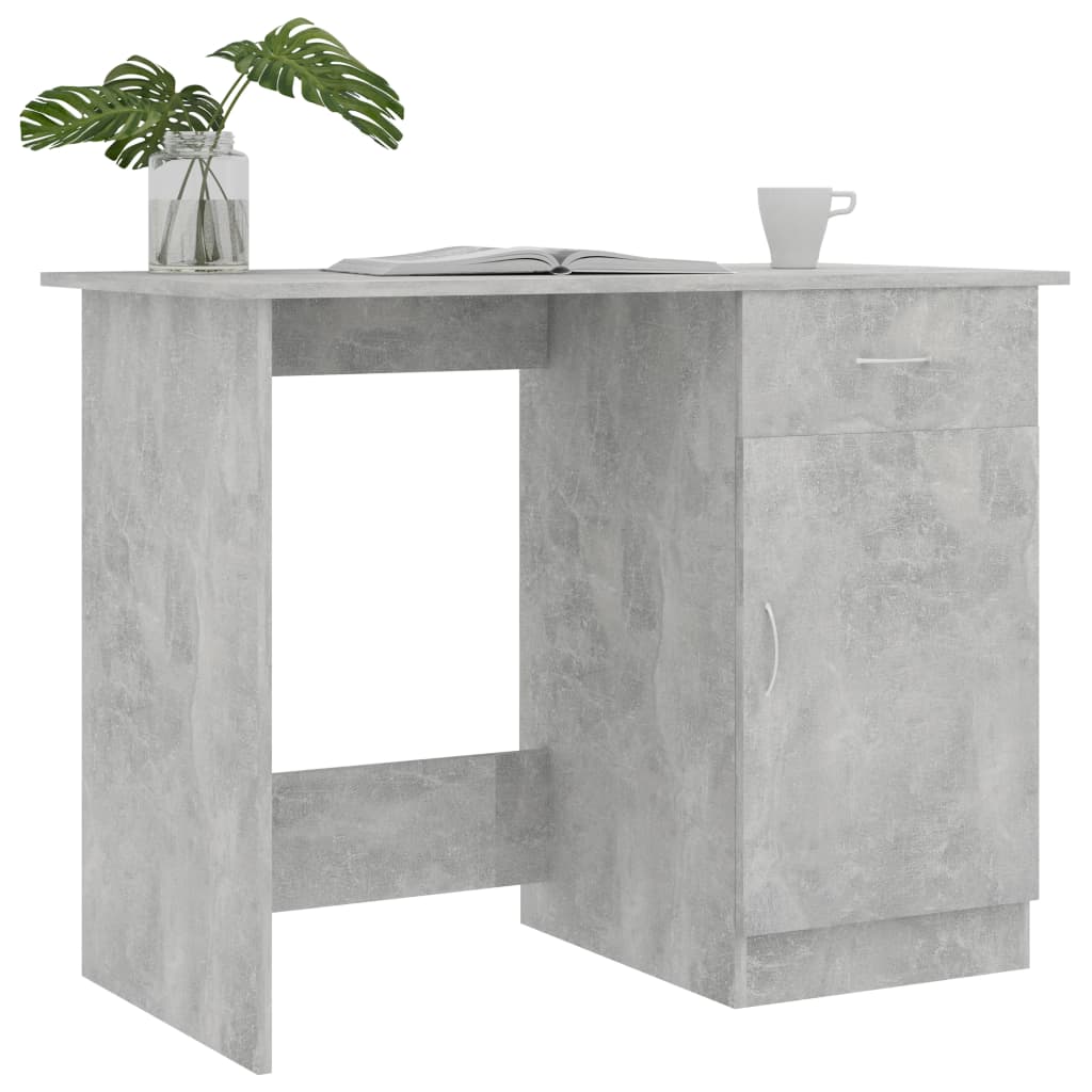 Skrivebord betonggrå 100x50x76 cm konstruert tre