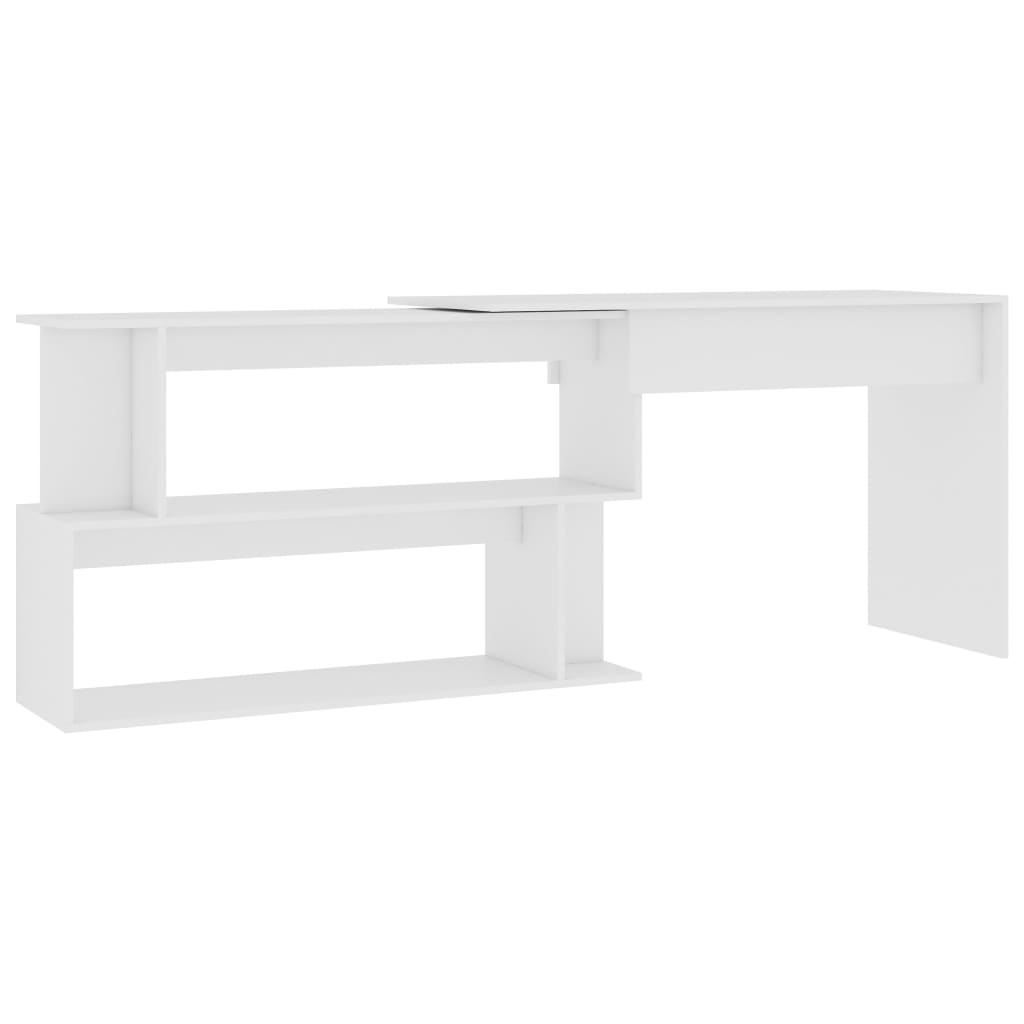 Skrivebord for hjørne hvit 200x50x76 cm konstruert tre