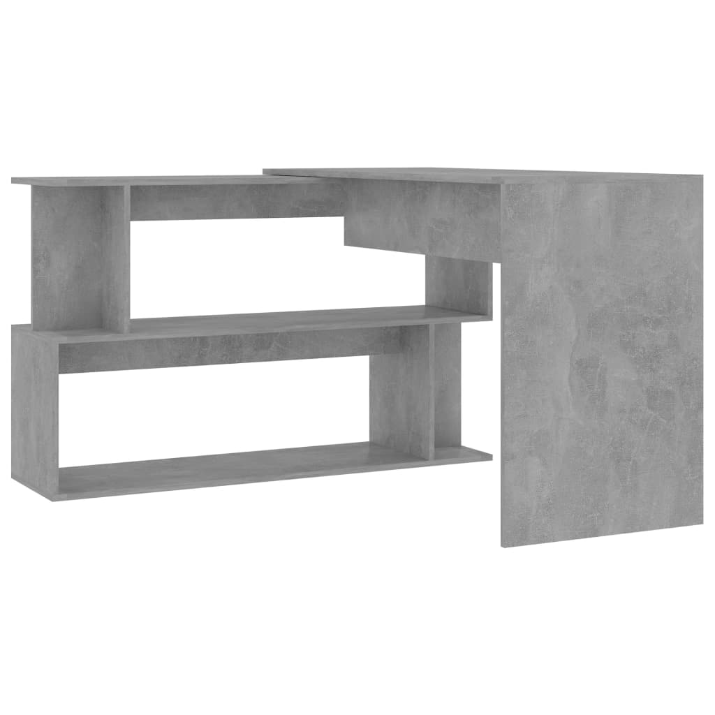 Skrivebord for hjørne betonggrå 200x50x76 cm konstruert tre