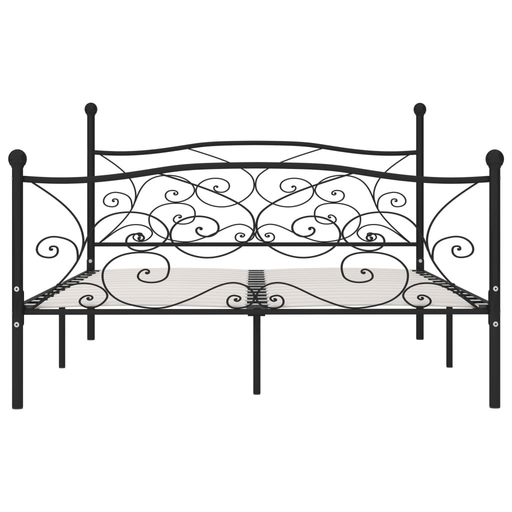 Sengeramme med spilebase svart metall 200x200 cm