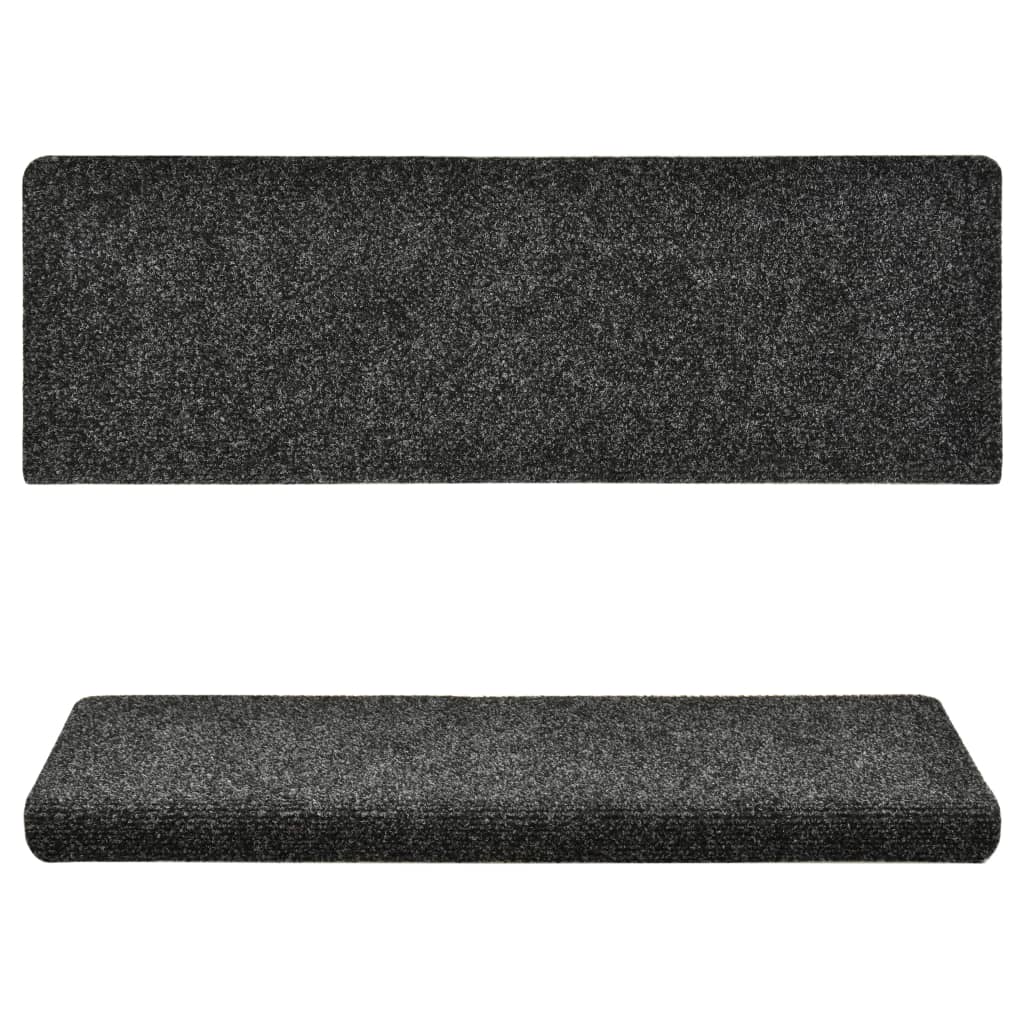 Trappematter selvklebende 15 stk 65x21x4 cm mørkegrå rektangulær kant