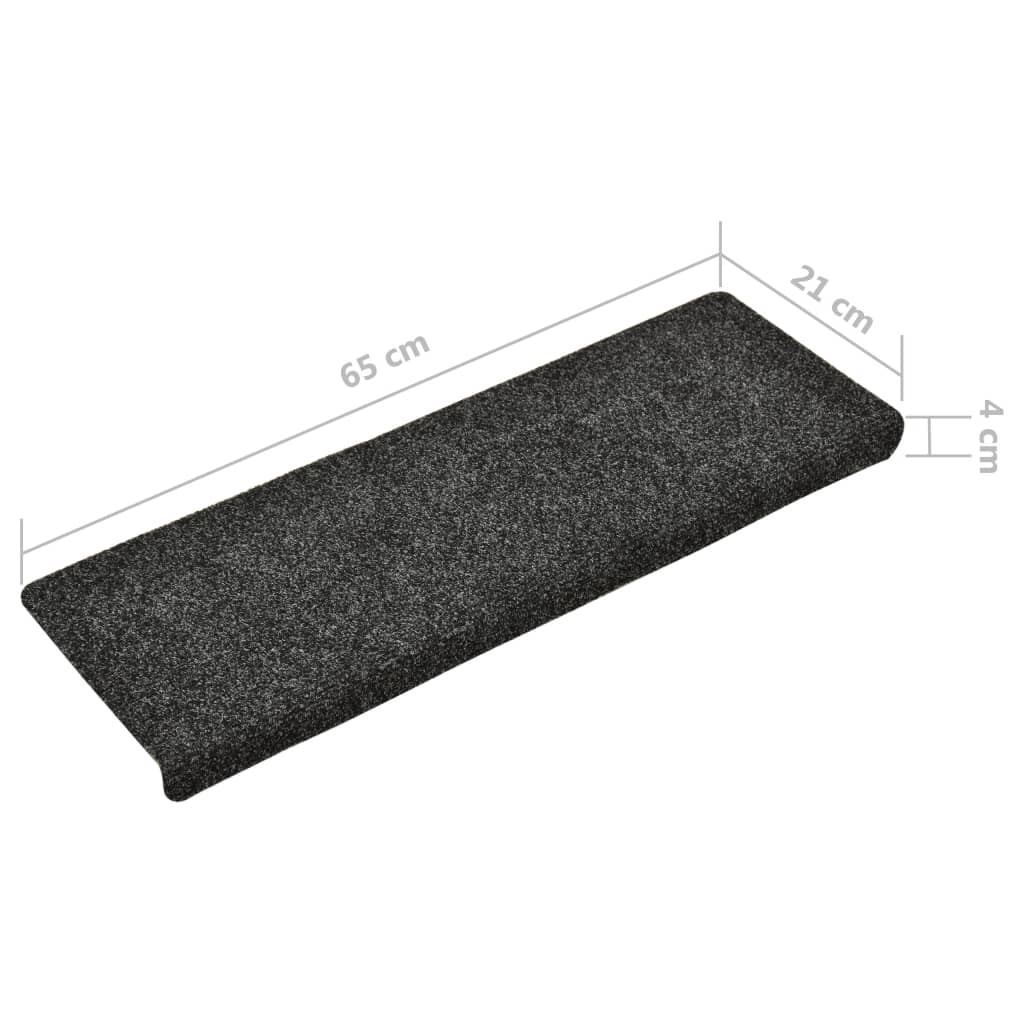Trappematter selvklebende 15 stk 65x21x4 cm mørkegrå rektangulær kant