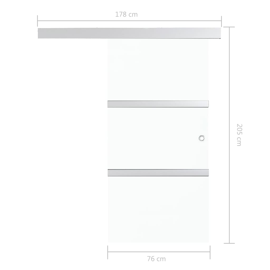 Skyvedør med myke dørstopper ESG-glass og aluminium 76x205 cm