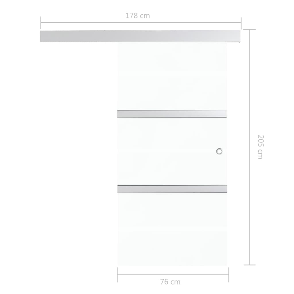 Skyvedør ESG-glass og aluminium 76x212 cm sølv