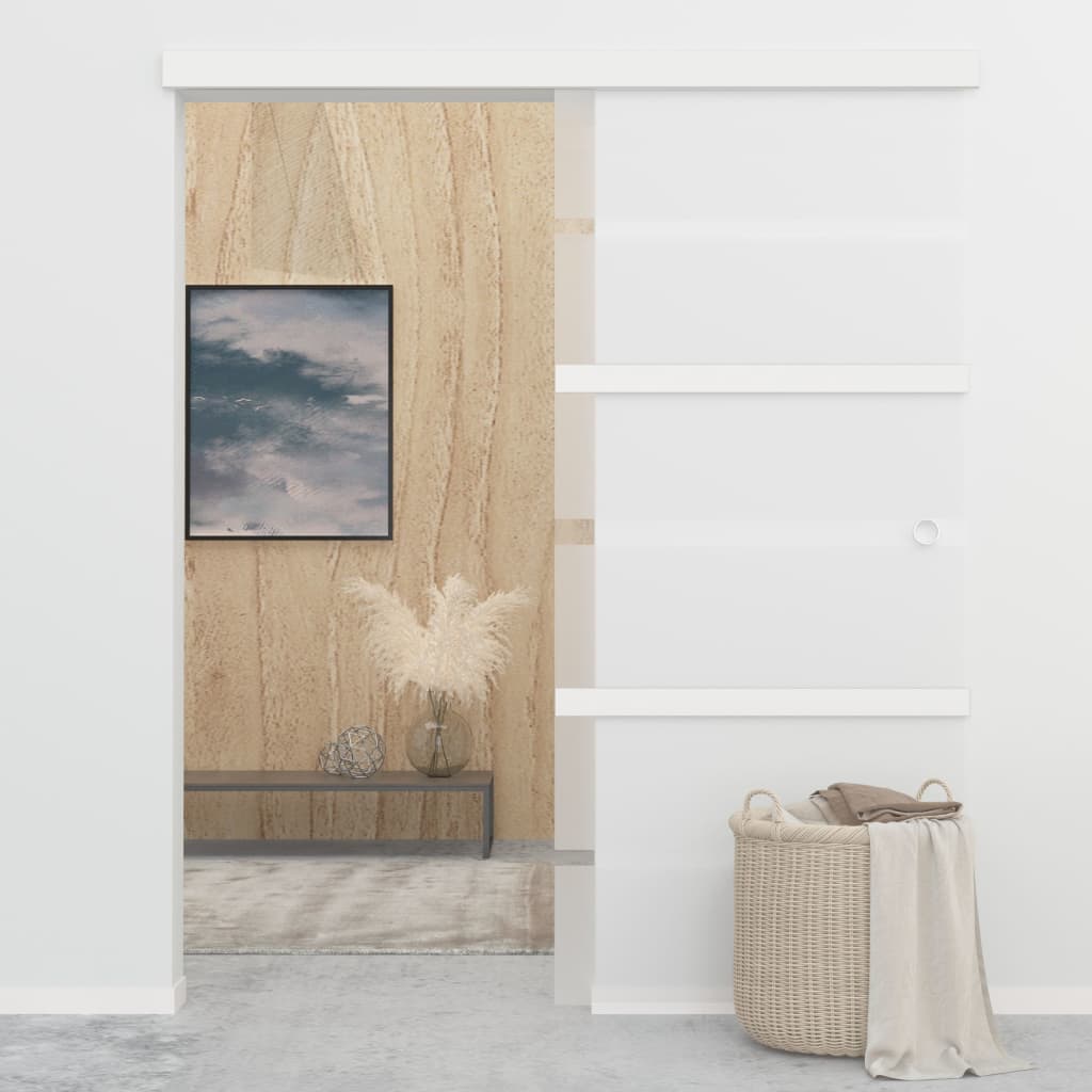 Skyvedør ESG-glass og aluminium 90x205 cm sølv