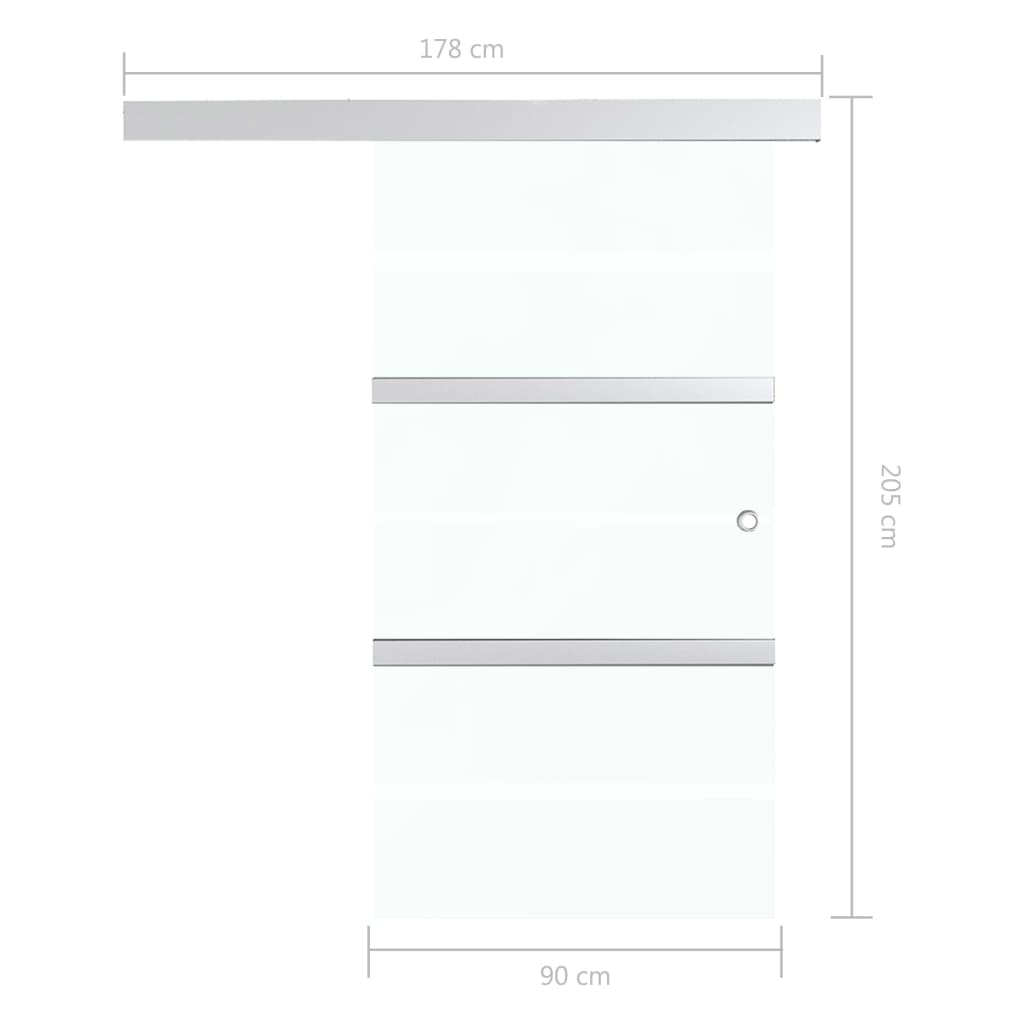 Skyvedør ESG-glass og aluminium 90x205 cm sølv