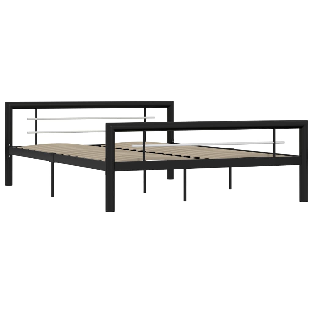 Sengeramme svart og hvit metall 120x200 cm