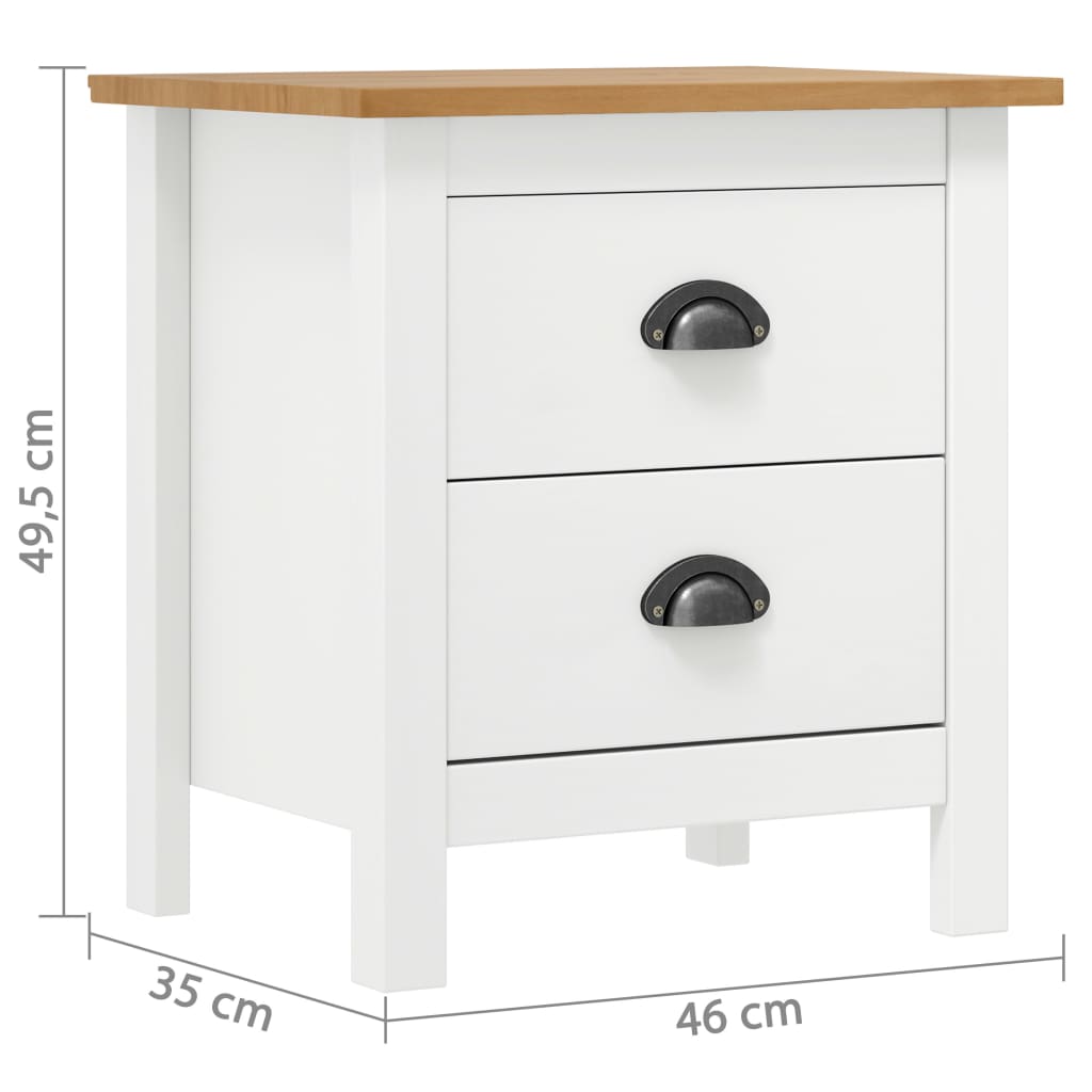 Nattbord Hill 2 stk hvit 46x35x49,5 cm heltre furu