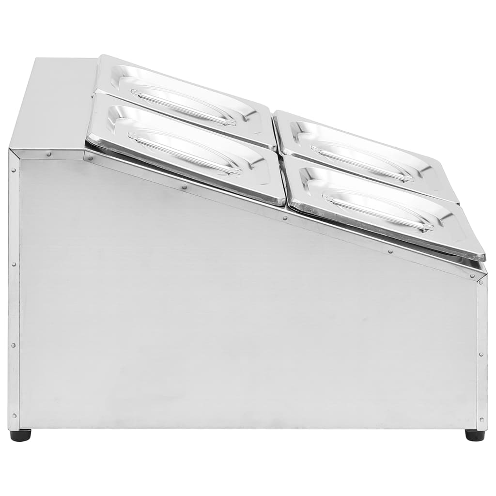 GN-beholder med 4 GN 1/6 beholdere rustfritt stål