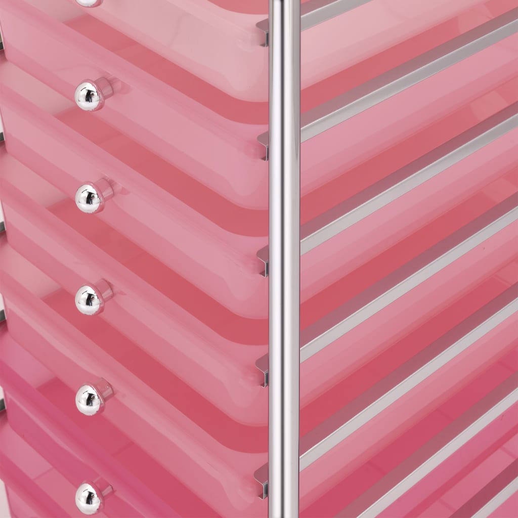 Oppbevaringsvogn 10 skuffer plast ombre rosa