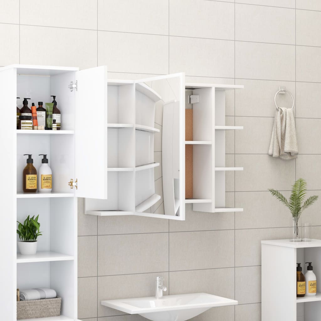 Speilskap til baderom hvit 80x20,5x64 cm konstruert tre