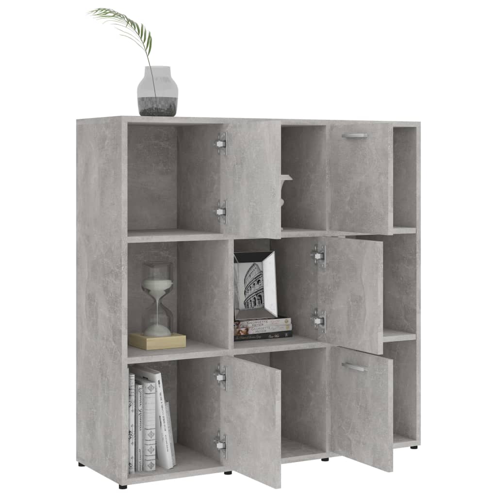 Bokhylle betonggrå 90x30x90 cm konstruert tre