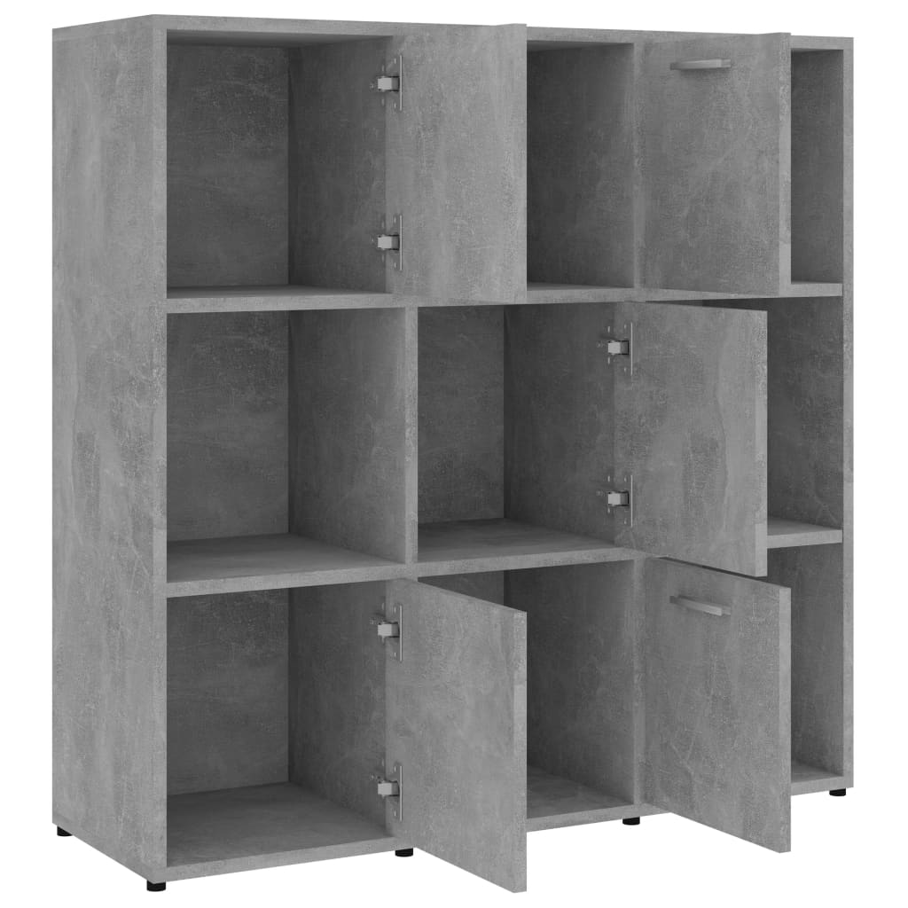 Bokhylle betonggrå 90x30x90 cm konstruert tre