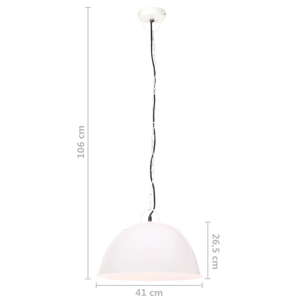 Industriell vintage hengelampe 25 W hvit rund 41 cm E27