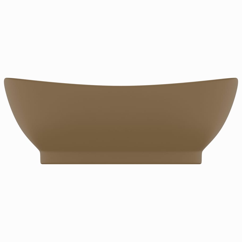 Luksuriøs servant med overløp oval matt krem 58,5x39cm keramisk