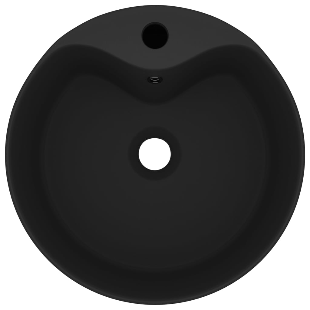 Luksuriøs servant med overløp matt svart 36x13 cm keramisk