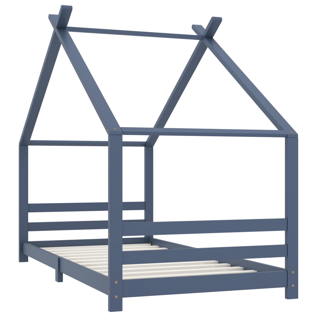 Sengeramme for barn heltre furu grå 90x200 cm