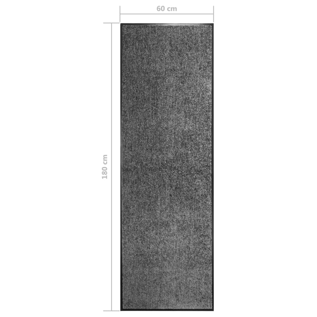 Dørmatte vaskbar antrasitt 60x180 cm