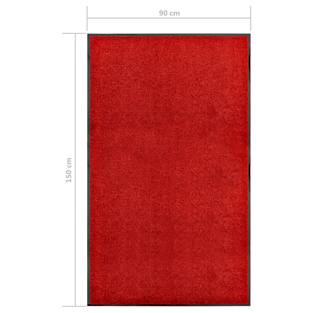 Dørmatte vaskbar rød 90x150 cm